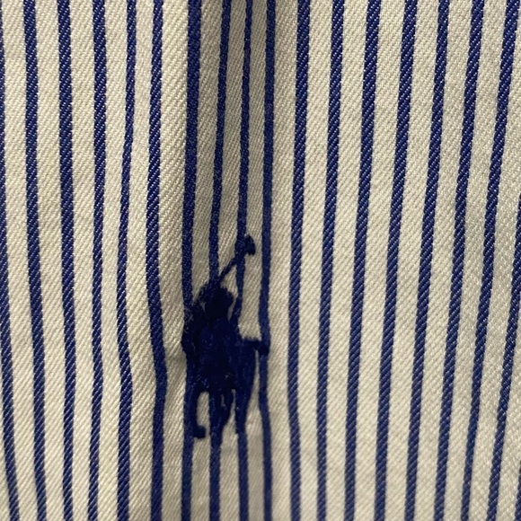 Mens POLO Ralph Lauren Classic Fit Striped Button Down Large XL Blue White - Picture 2 of 6
